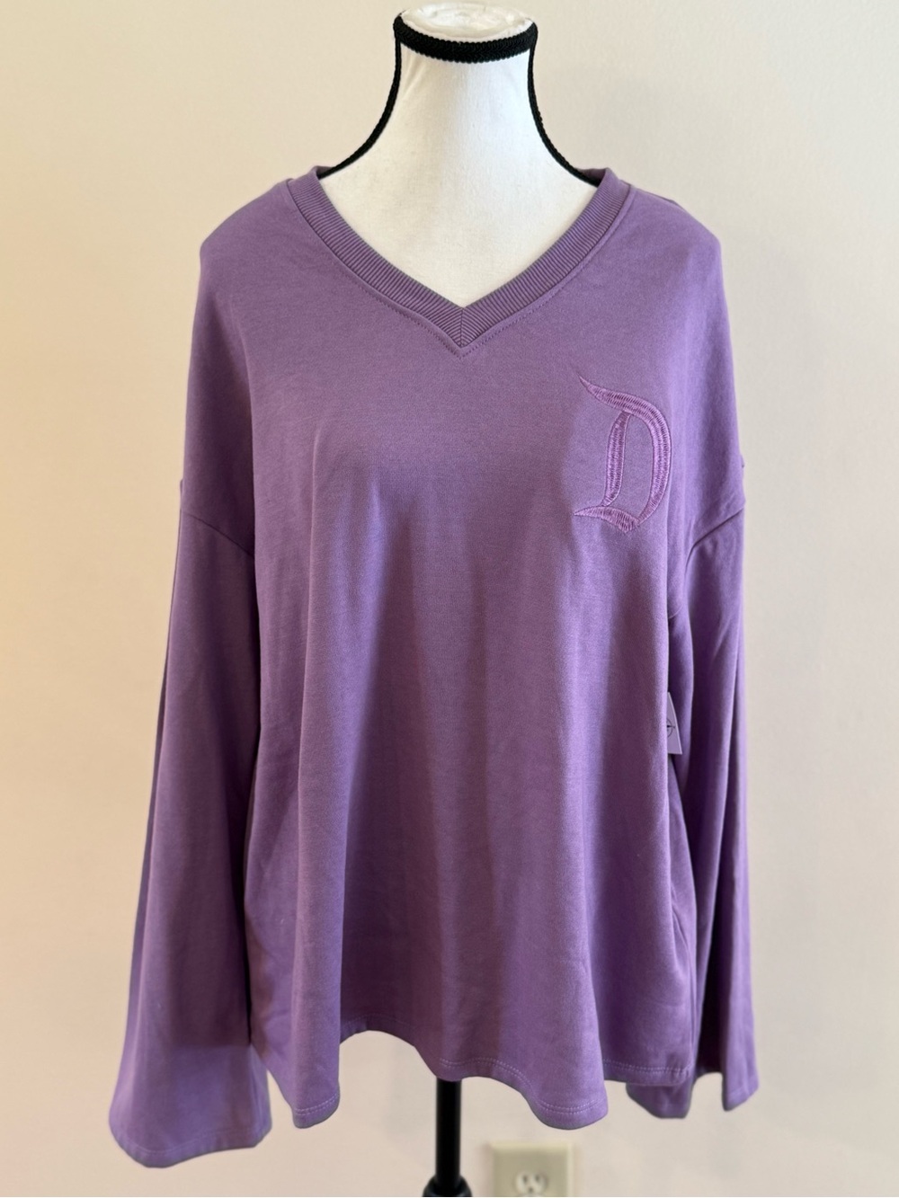 Disneyland Lavender V-Neck Long Sleeve Sweatshirt size Medium